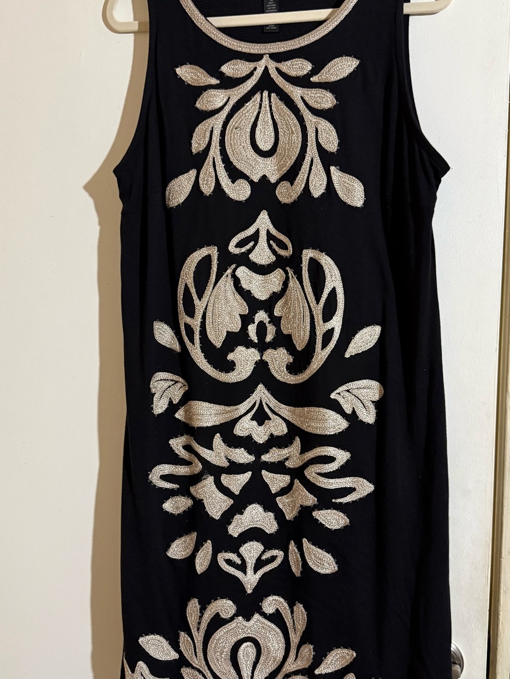 INC International Concepts Black Dress with Silver Crochet Trim